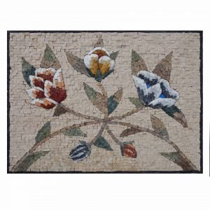 Classy Multicoloured Flower Bundle Marble Stone Mosaic Art