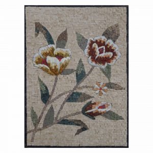 Fashionable Multicoloured Flower Bundle Marble Stone Mosaic Art