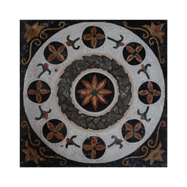 Flowerly Ornamented Marble Stone Mosaic Art