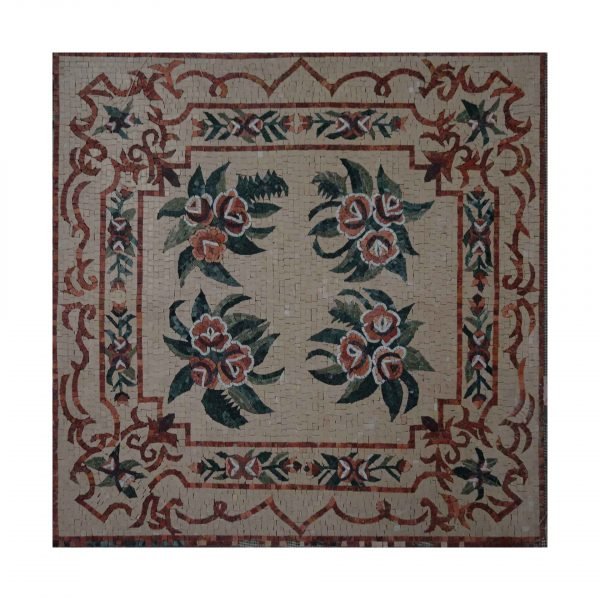 Square Floral Marble Stone Mosaic Art