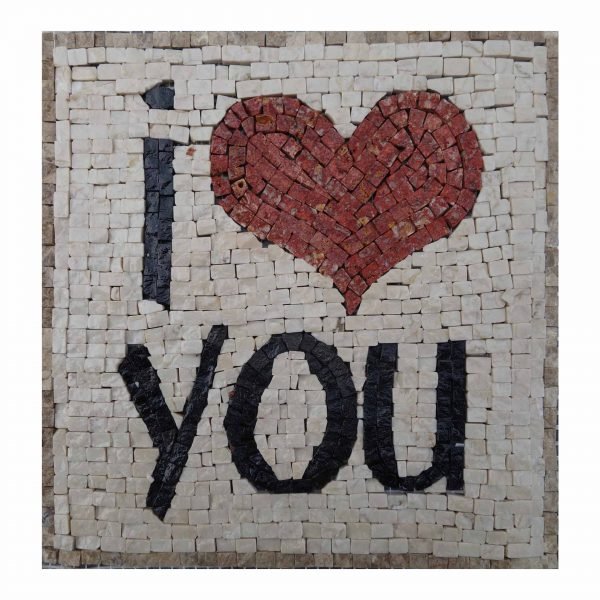 I Love You (Dark) Marble Stone Mosaic Art