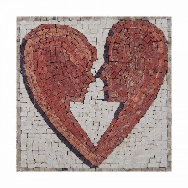 Two Lovers, One Heart Marble Stone Mosaic Art