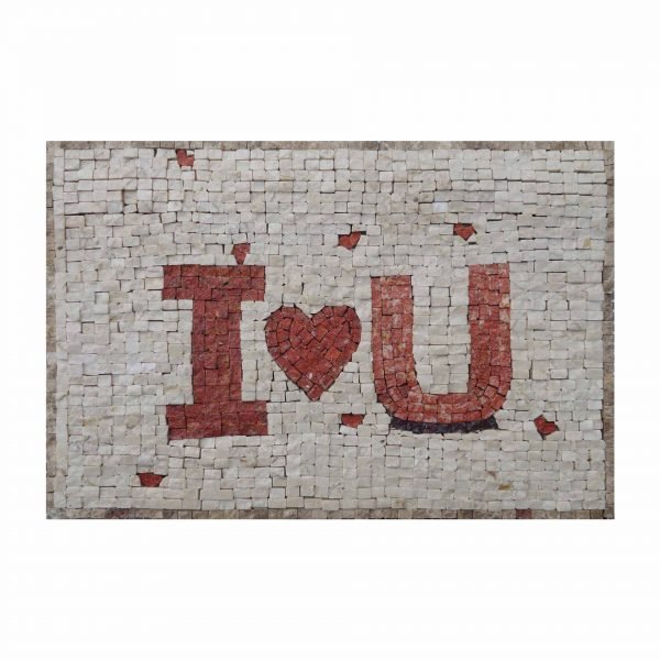 I Love U Expressive Letters Marble Stone Mosaic Art