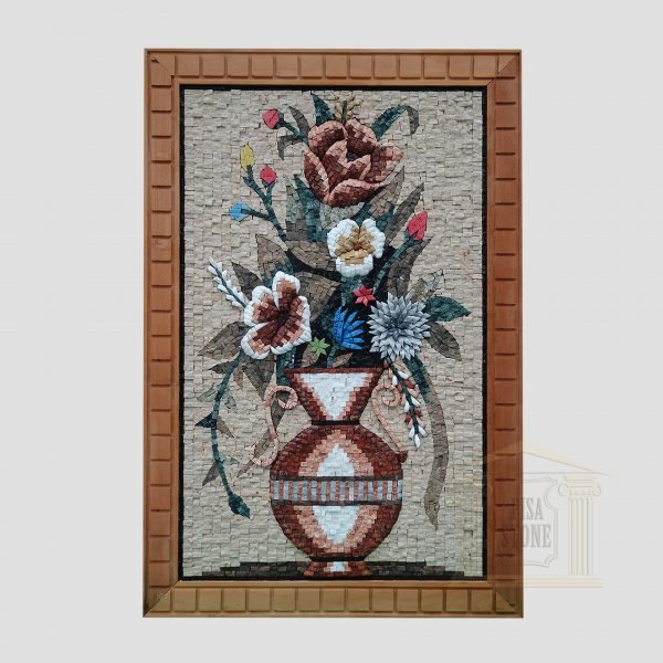 Volute Krater Flower Vase Marble Stone Mosaic Art