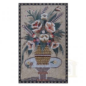 Flower Vase on Table Marble Stone Mosaic Art