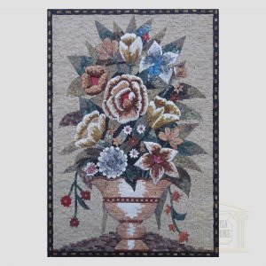 Summer Flower Pot Marble Stone Mosaic Art