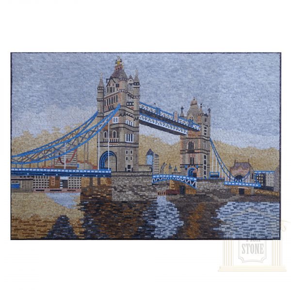 Blue Skies over The Tower Bridge Marble Stone Mosaic Art