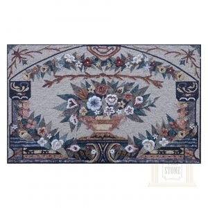 Unique Floral Rectangular Mosaic Rug