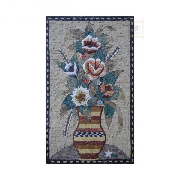 Stripey Vase Marble Stone Mosaic Art