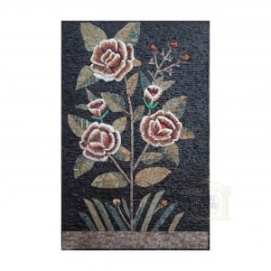 Dark Night Flower Marble Stone Mosaic Art