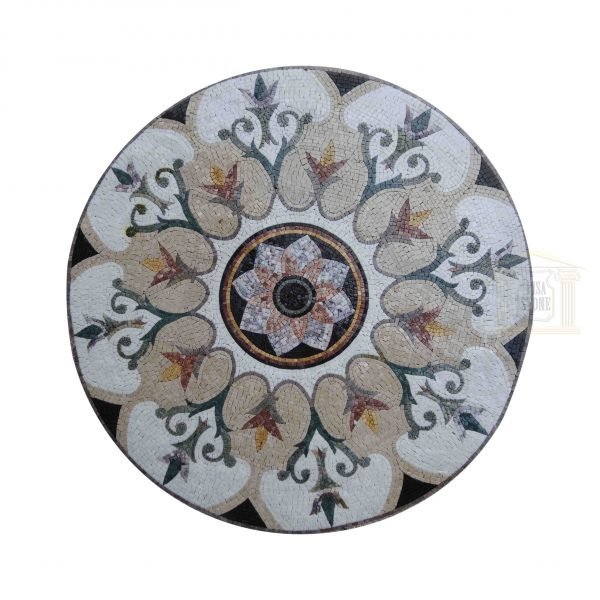 Style 3 Circular Ornamented Marble Stone Mosaic Art