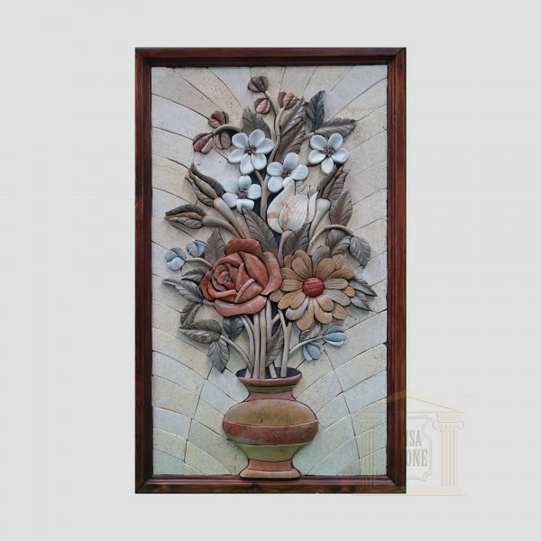 3D Flower Pot, Natural Stone Mosaic Art