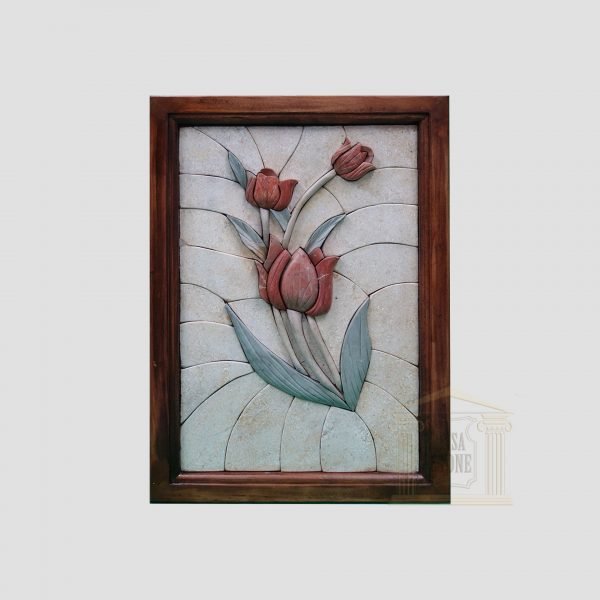 Left Classic 3D Rose Marble Stone Mosaic Art
