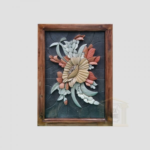 3D Flower Bouquet Marble Stone Mosaic Art
