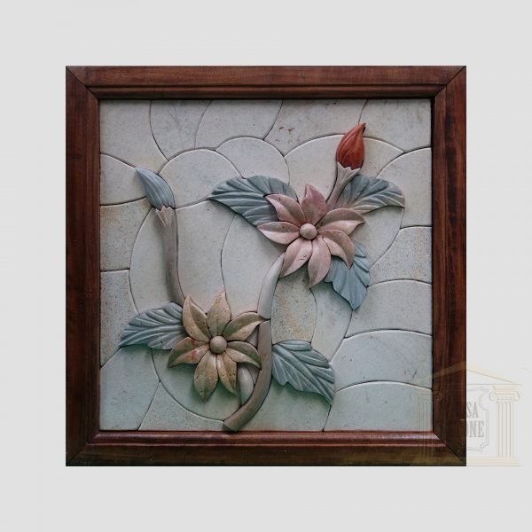 Elegant 3D Flower Marble Stone Mosaic Art