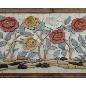 Red, Yellow, and White Flowers 3D Mosaic Art