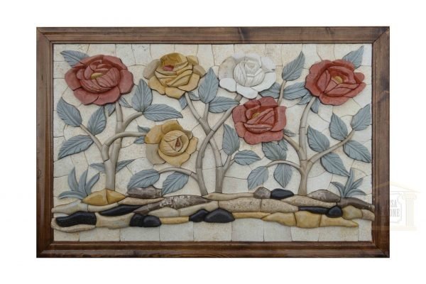 Red, Yellow, and White Flowers 3D Mosaic Art