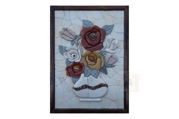 Briar rose, White vase 3D Mosaic Art