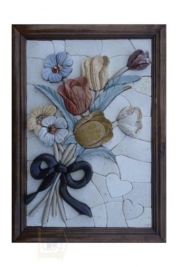 Left Ribbon of Flowers 3D Marble Stone Mosaic Art