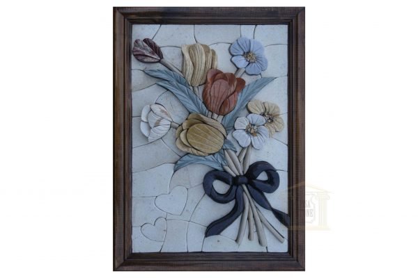 Right Ribbon of Flowers 3D Marble Stone Mosaic Art