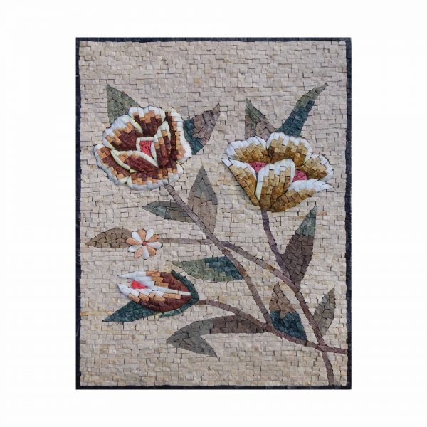 Multicoloured Magnificent Flower Bundle Marble Stone Mosaic Art