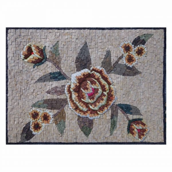 Romantic Blooming Multicoloured Cluster Marble Stone Mosaic Art