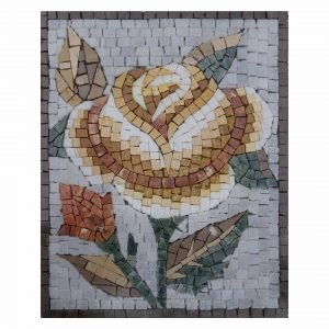 Romantic Yellow Flower Marble Stone Mosaic Art