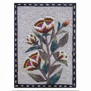 Romantic Multicoloured Shining Flower Cluster Marble Stone Mosaic Art