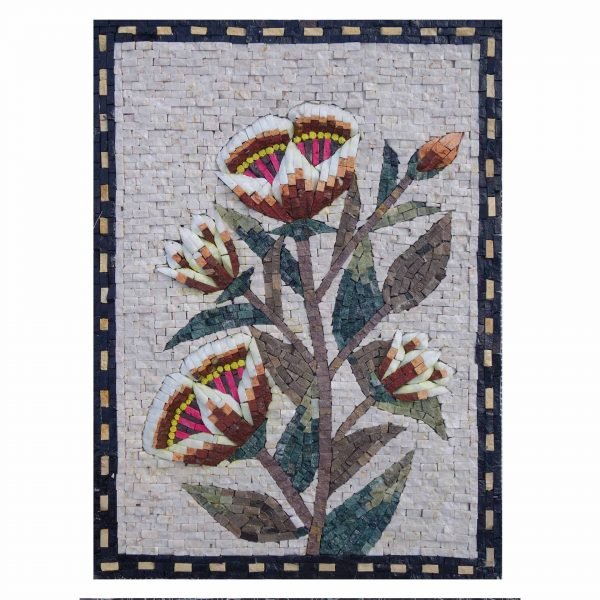 Romantic Multicoloured Shining Flower Cluster Marble Stone Mosaic Art