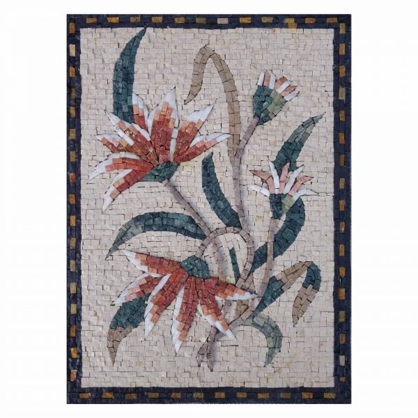 Romantic Multicoloured Shiny Flower Cluster Marble Stone Mosaic Art