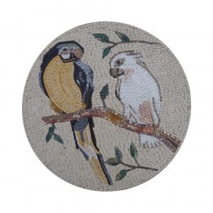 Parrots On A Tree Marble Stone Mosaic Art