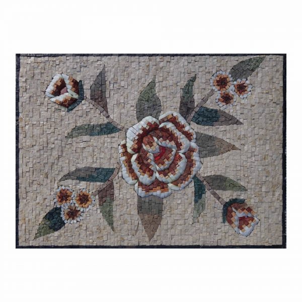 Romantic Smooth Multiple flower Cluster Marble Stone Mosaic Art