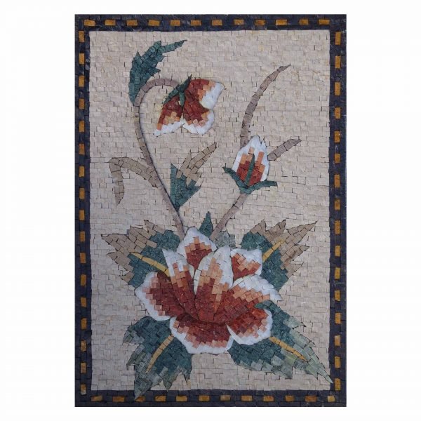 Seductive Flower Bundle Marble Stone Mosaic Art