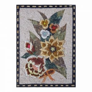 Unique Multicoloured Flower Bundle Marble Stone Mosaic Art