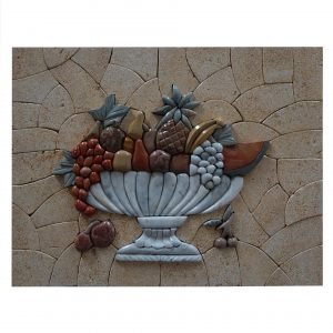 Stylish Multicolored Fruits Basket Marble Stone Mosaic Art