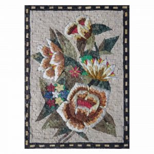 Stylish Multicoloured Flower Bundle Marble Stone Mosaic Art
