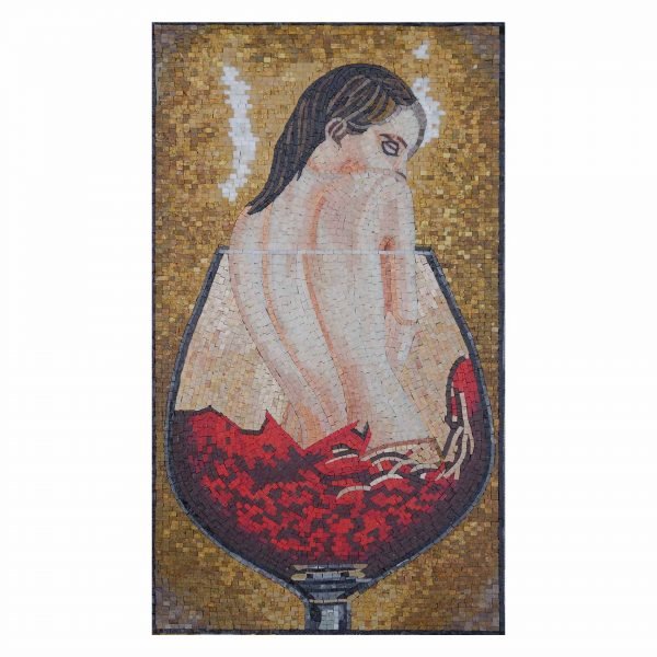 Drowning in Wine Marble Stone Mosaic Art