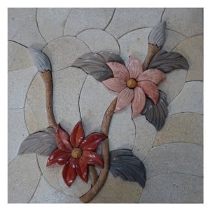 Upside Down Flower Cluster (Right) Marble Stone Mosaic Art