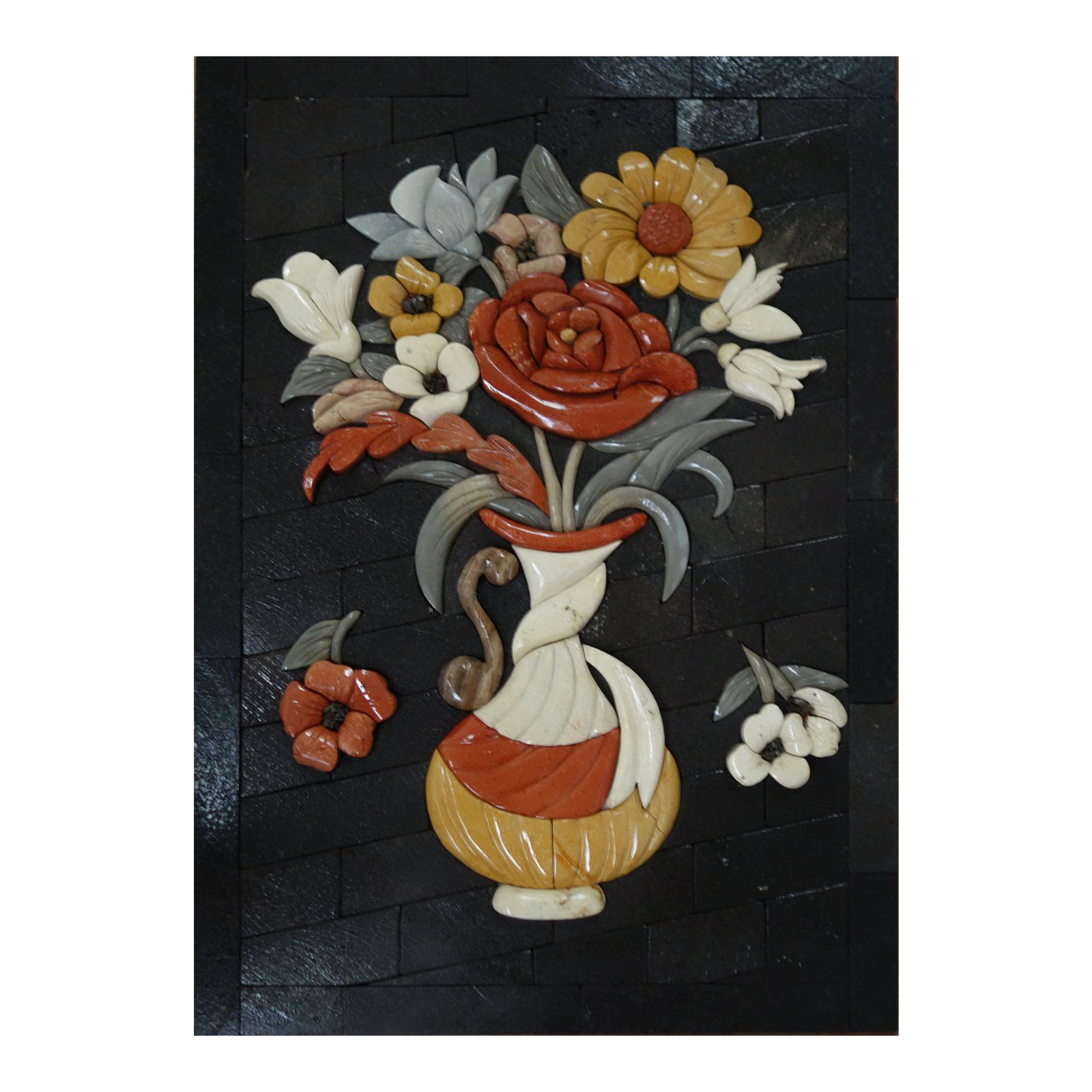 White Scarf Vase Marble Stone Mosaic Art