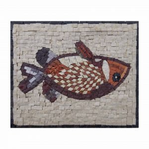 Red Fish Marble Stone Mosaic Art